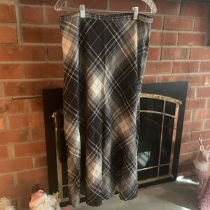 Charter Club Diagonal Plaid Maxi Skirt in Black and creme